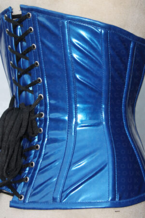 Womens Underbust Corset Blue PVC Fashion Wasit Training Cincher Bustier Top Body Shaper (1)