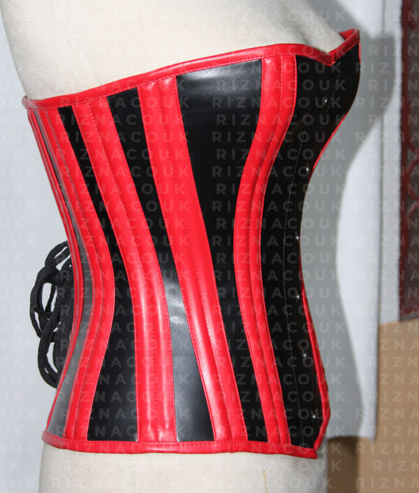 Womens Valentines Overbust Corset Red & Black PVC Fashion Wasit Training Corset (4)